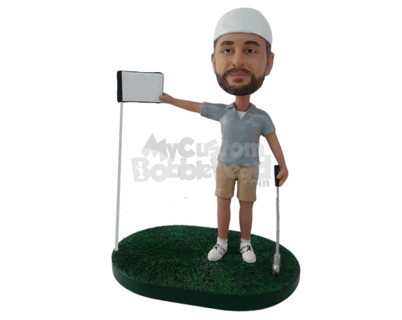 Golfer with His Golf Stick Next to Him Personalized Bobblehead Golfer with His Golf Stick Next to Him Personalized Bobblehead